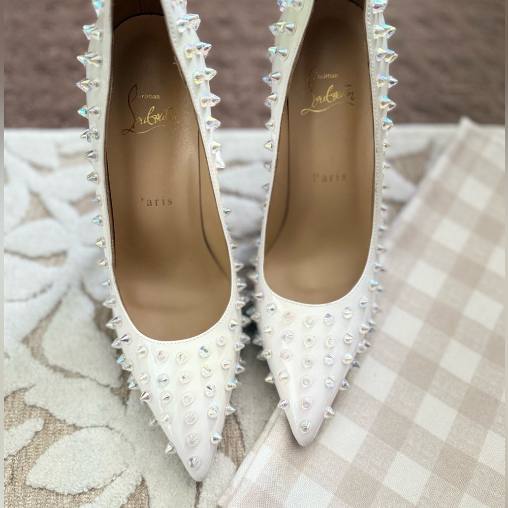 Christian Louboutin White Studded Heels